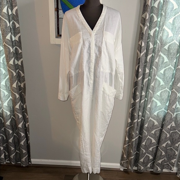 Whistles White Linen Cropped Jumpsuit - Picture 1 of 11